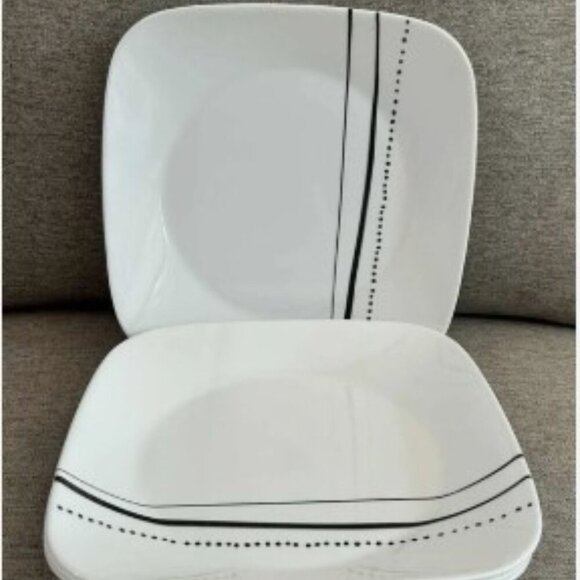 Corelle Vitrelle Made in USA Cascading Lines 9” Square LuncheonPlates - Set of 4 - Picture 4 of 4